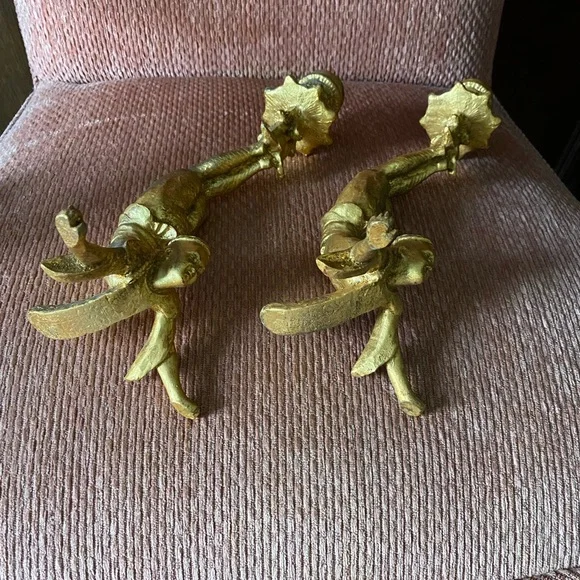 Vintage Candlestick Holders Asian Acrobat Pair